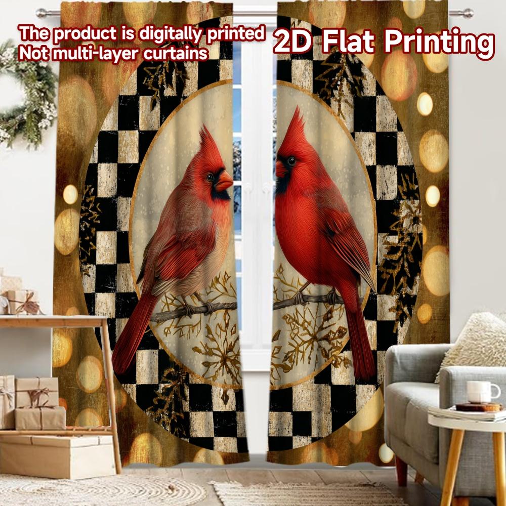 

2pcs, 2D FLAT PRINTING Curtains (Without Rod) Cardinal Wreath Halloween Festival Creative Curtains Prints Light Filtering 52.50 × 116.00 cm 2 pcs