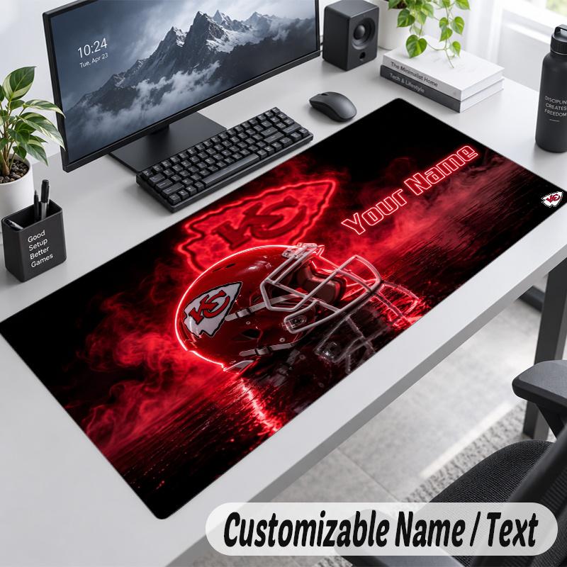 Kansas City Chiefs Personalisierte Große Mauspads Benutzerdefinierter Name Text Erweiterte Schreibtischunterlage Gaming-Mauspad