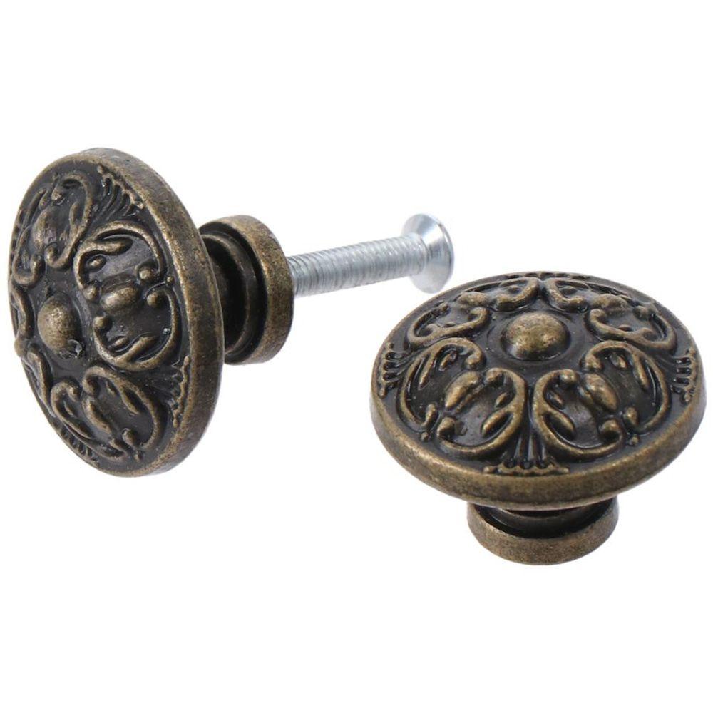 Antique Brass Bathroom Pulls Bronze Single Hole Cabinet Knobs Solid Round Drawer Pull for Warehouse, Glass Door& Garden Door