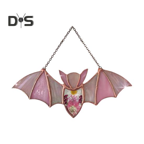 Halloween Hanging Glass Suncatcher Decoration Acrylic 2D Bat Ornament Gothic Car Rearview Mirror Decor for Home Window Wall Car