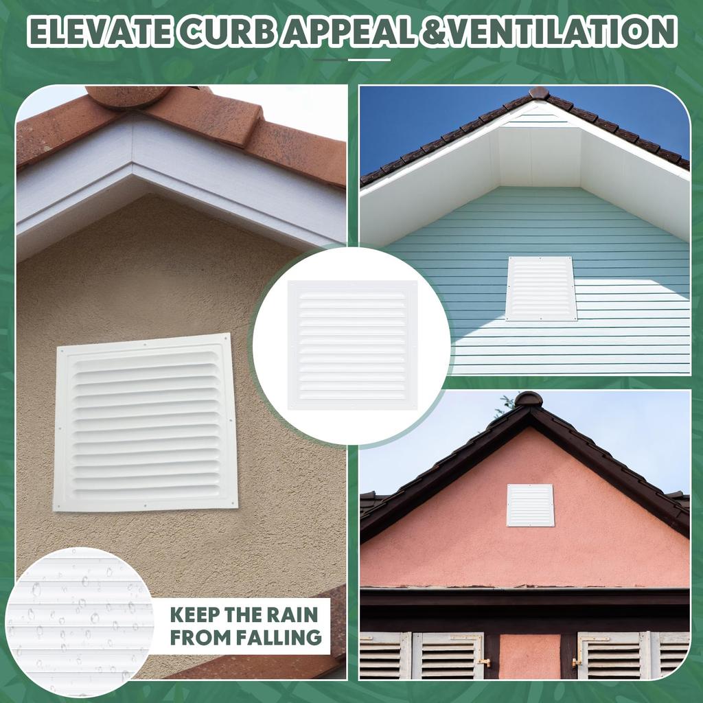 1 piece,12 × 12 inch white square aluminum vents with built-in filter louver grille suitable for attics garages ceilings etc