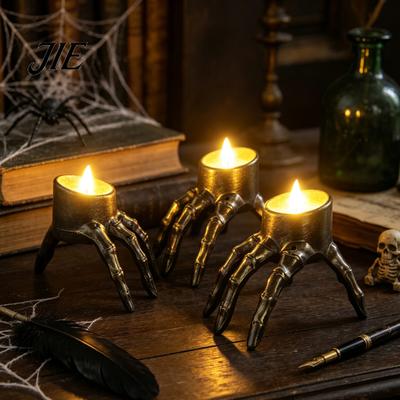 Decorative Lights for Party Halloween Skeleton Hand Candle Light, Gothic Creepy Skull Hands Fake LED Supplies Table Centerpiece, Entryway, Haunted