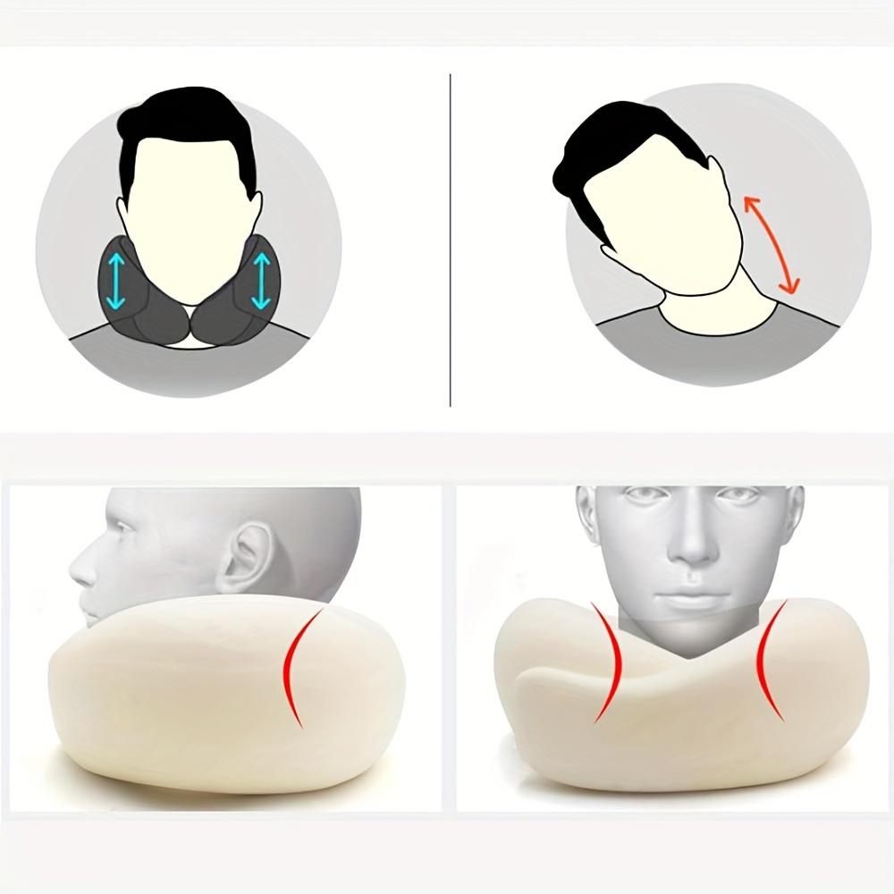Soft and Durable Neck Support Pillow with Breathable Mesh Cover for Comfortable Airplane and Long Travel - Gray
