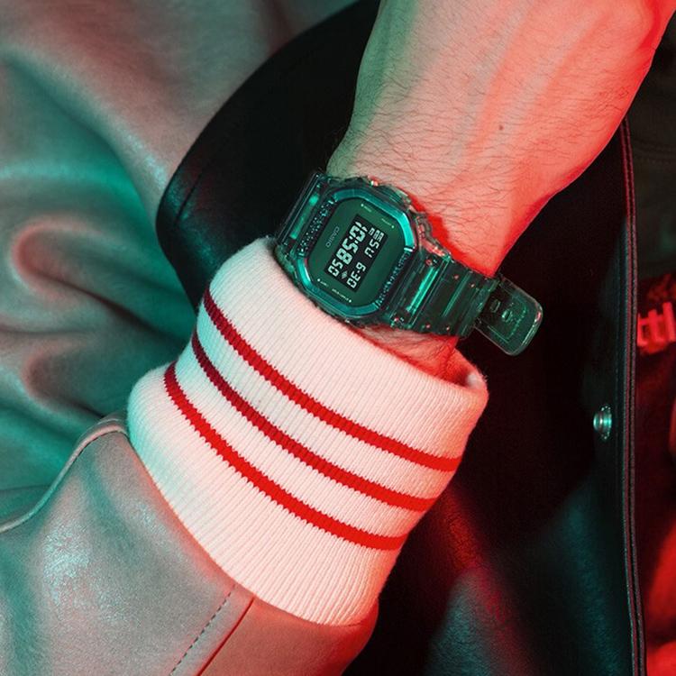 Casio G-Shock Series Small Square Watch Vodka Transparent Jelly Waterproof Sports Quartz Movement Resin Strap Men watches black DW-5600SB-3ER