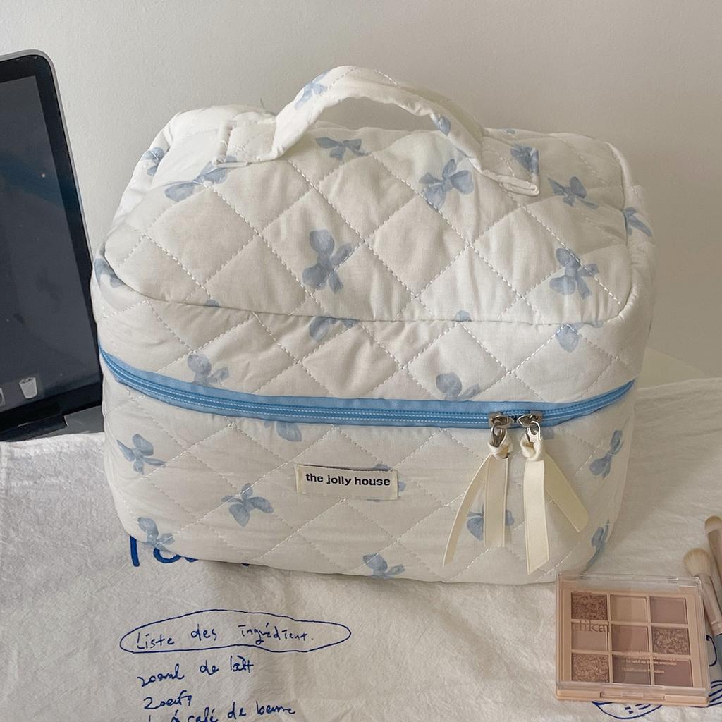 Sweet Bow Large Capacity Ladies Storage Bag Cute Portable Soft Female Cosmetic Bags Fashi Novel Women's Makeup Cases Clutch