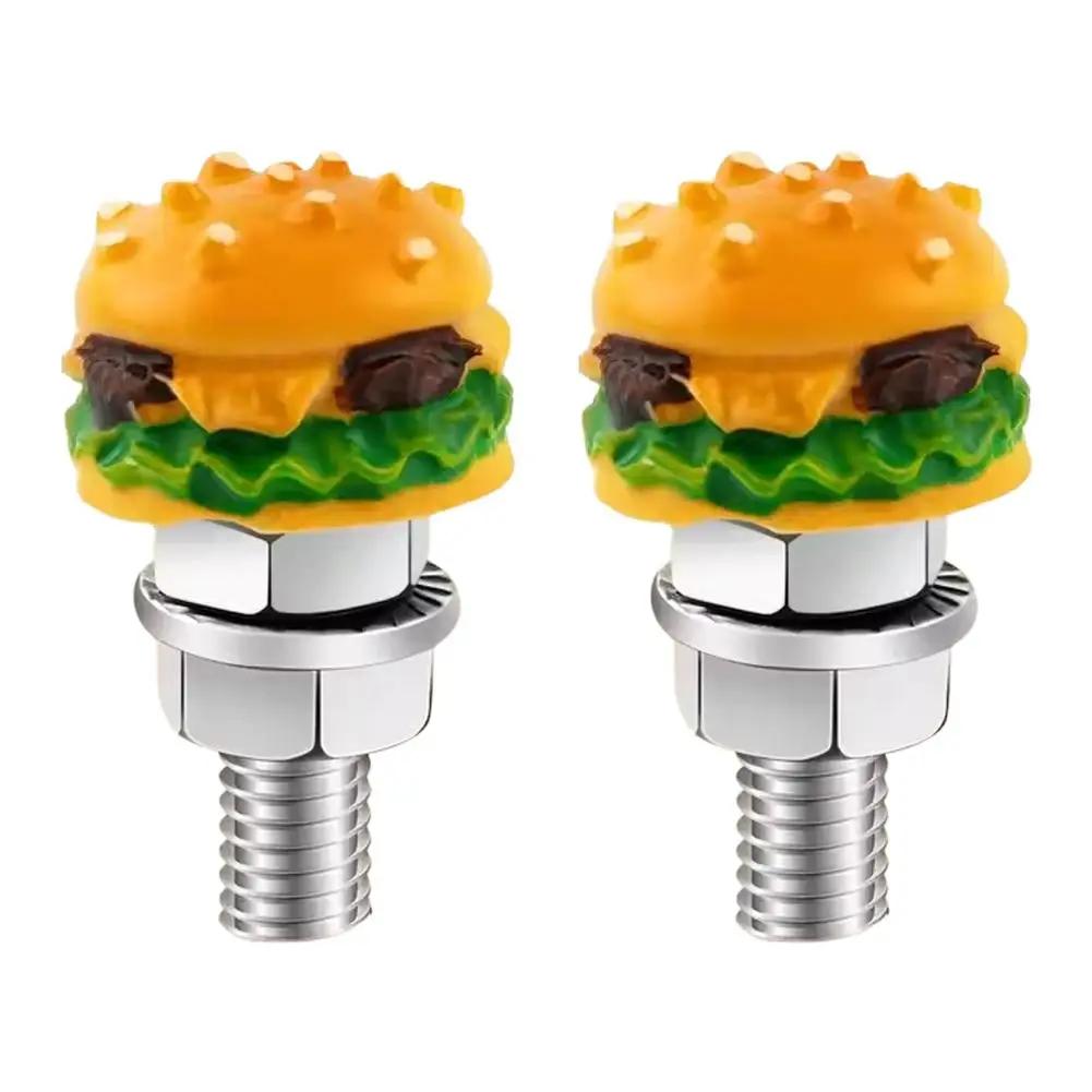 

Hamburger License Plate Bolts Screws Funny Anti-Theft Plate Car Fasteners Rust-Proof License Decorative Caps Universal 6mm D5F3