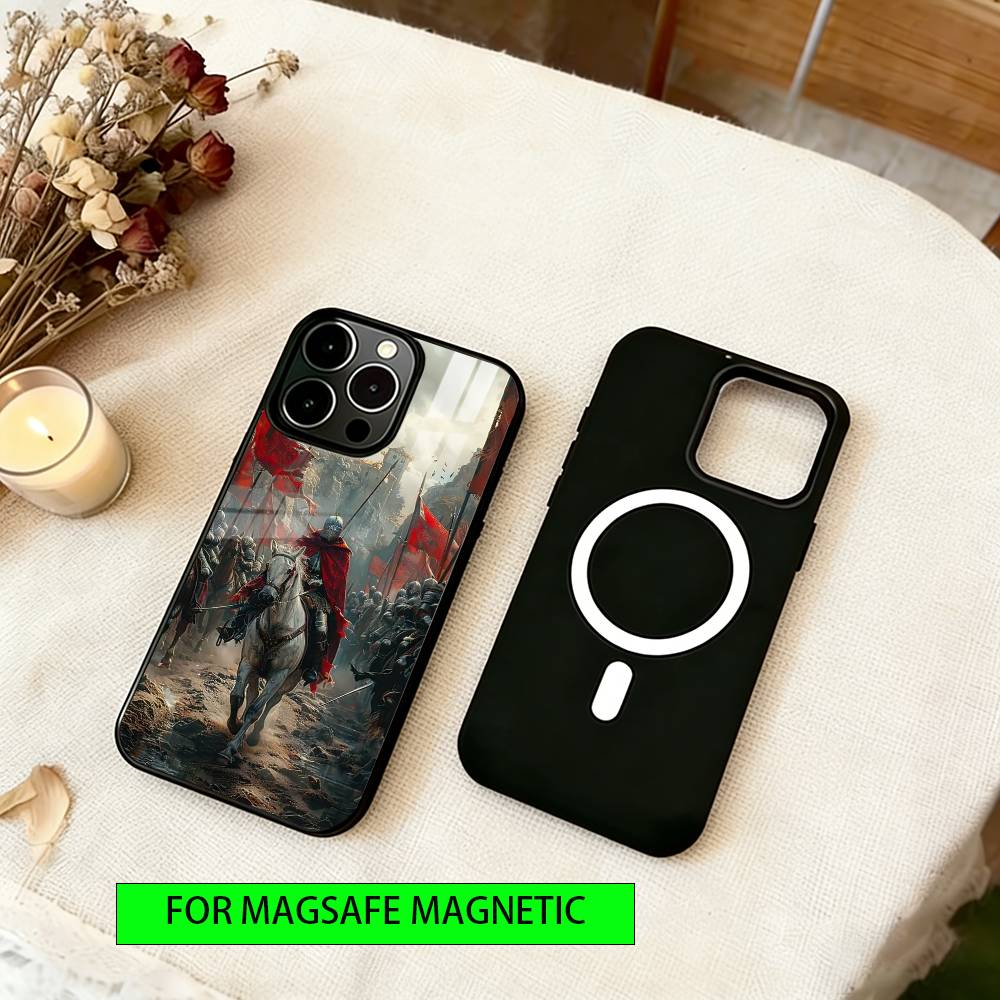 Knight Phone Case For iPhone17,16,15,14,13,12,11 Plus,Pro Magnetic For Magsafe Wireless Charging