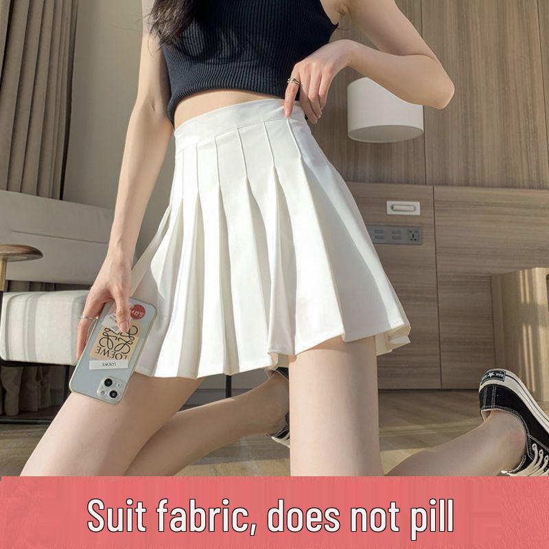 New 2024 Women's High Waist Black Pleated A-line Skirt - Short, Slimming, Summer to Autumn Style