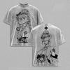 Fire Force Manga Printed T-shirt Harajuku Vintage Washed T Shirt Summer Short Sleeve Casual Polyester Tees Streetwear Men Clothing
