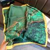 71Cm imitation silk small square scarf burgundy baroque pattern silk scarf versatile professional scarf spring and summer decorative scarf