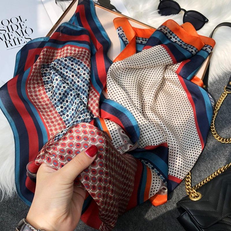 Layered Silk Scarf Women'S Spring And Autumn Versatile Polka Dot Cashew Splicing Long Mulberry Silk Scarf Shawl