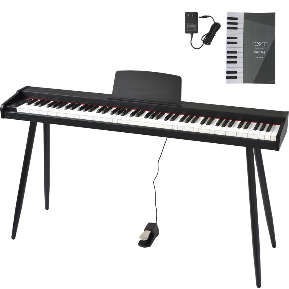 TORTE Electronic Piano 88 Keys Keys Full Scale Japanese Notation 128 Voices Wooden Housing Black with Stand Manual Semi-Weight TDP-SP03WL/BK [Sustain