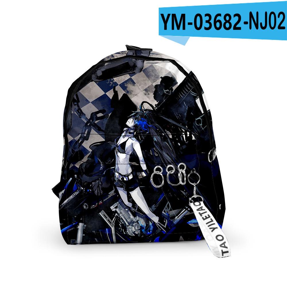 Trendy Youthful Black Rock Shooter School Bags Notebook Backpacks 3D Print Oxford Waterproof Key Chain Small Travel Bags