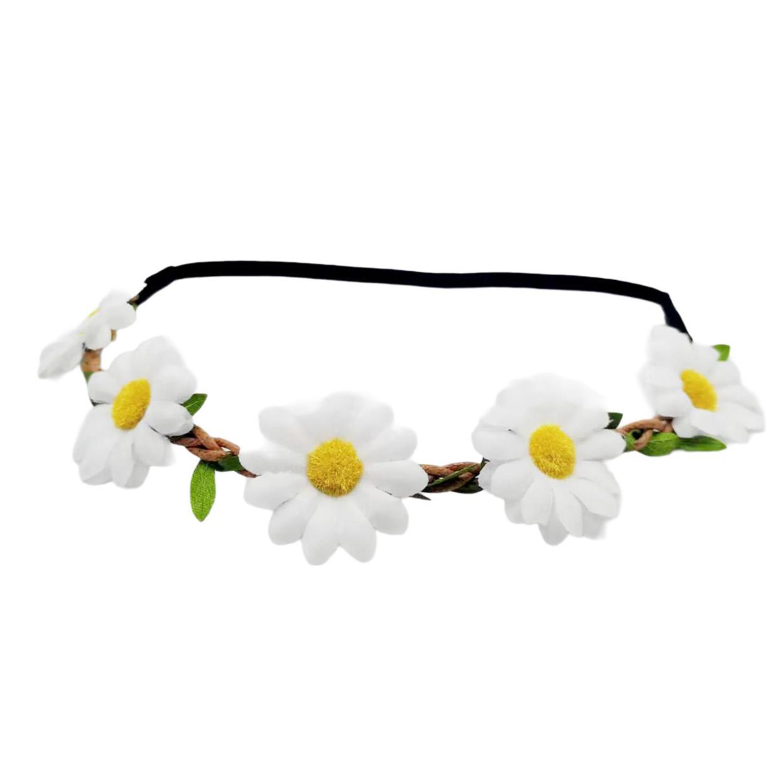 

Unique Floral Wreath Daisy Hair Accessories Elastic Flower Headband Headwear For Festivals And Weddings Halloween Party 11