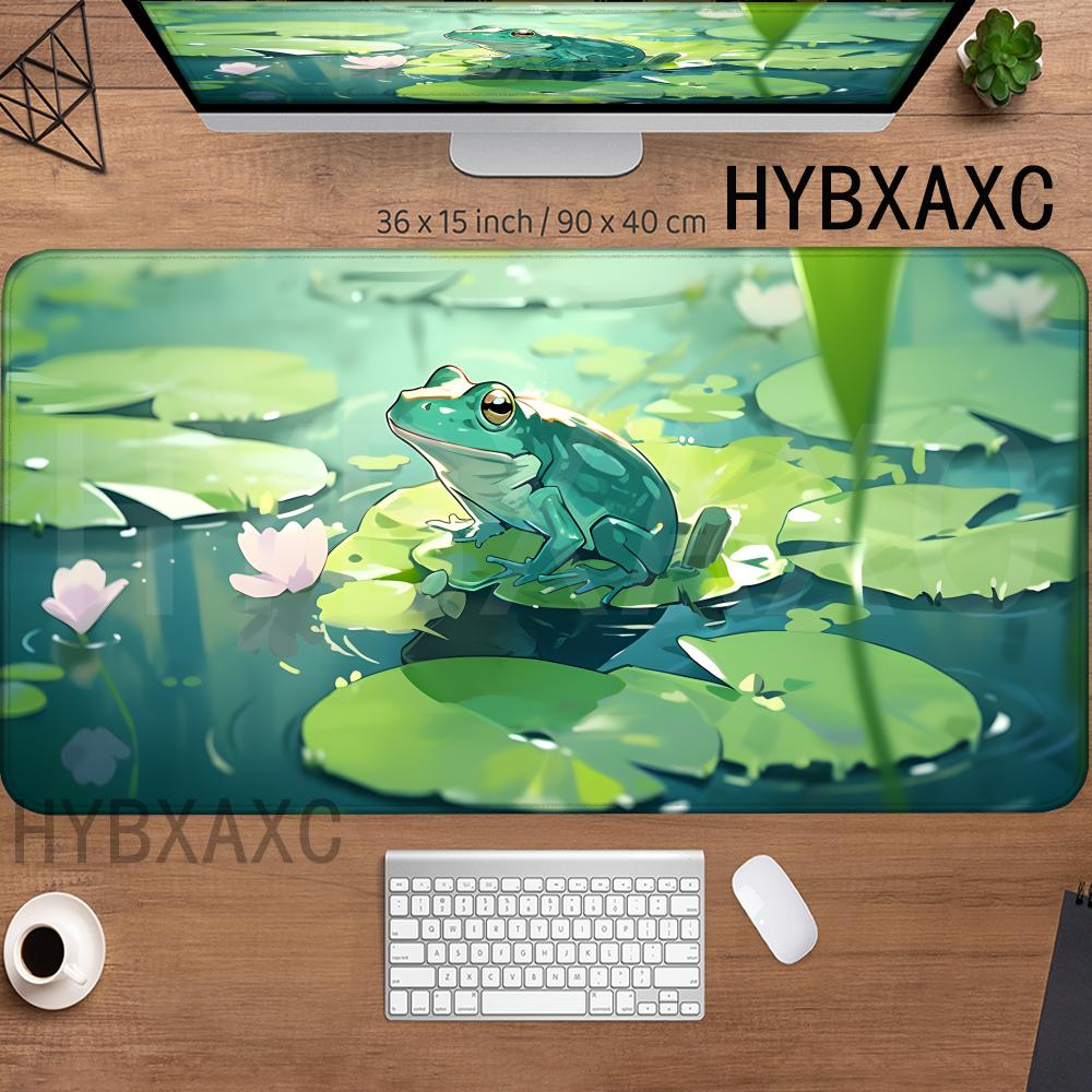 HYBXAXC AntiSlip Rubber Desk Mat Gaming Office Mouse Pad Lotus Leaf Frog Art Desk Mat for Gamers Fantasy Tabletop Gaming 800x400x2mm