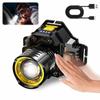 Motion Sensor Headlight Zoomable Outdoor Camping Head Lamp 5 Lighting Modes USB Rechargeable Headlight for Emergency