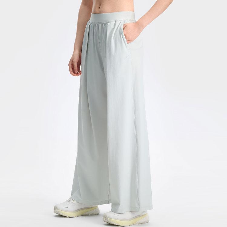 Fila Atletika Jednobarevné Jednoduché Volné Široké Nohy Pletené Sportovní Kalhoty Dámské spodky Měsíční-Stříbrně-Šedá A11W431614F-GN