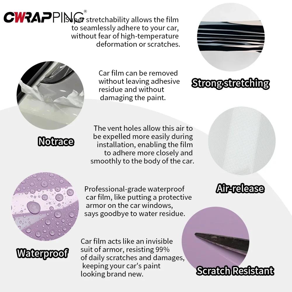 Car Waterproof Styling Sticker Gloss Wrapping Film Gray Purple Pink Suitable for Computer Women DIY Mercedes-Benz Accessories