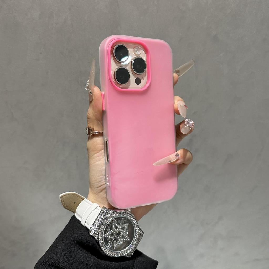 Luxury 2IN1 Candy Color Clear Matte Phone Case for 17 Air16 15 14 Plus 13 12 Pro Max 11 Shockproof Bumper Soft Skin Cover