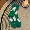 Coral Fleece Floor Crew Socks Christmas Pattern Winter Thermal Warm Fuzzy for Women Men Winter Indoor Slipper Hosiery