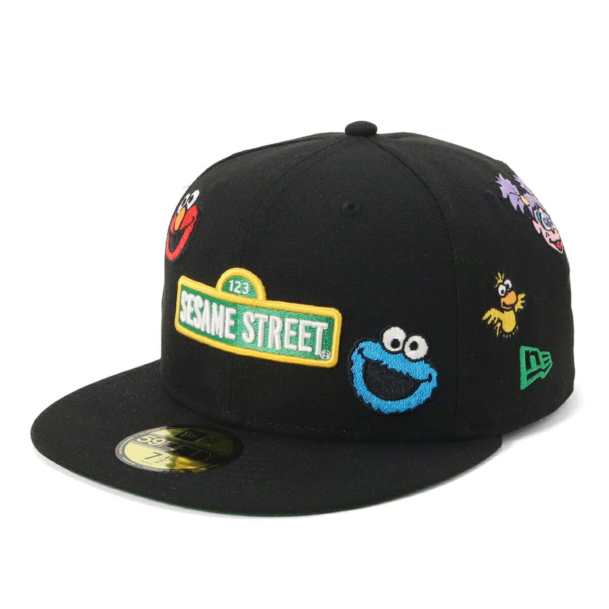 

New Era 59FIFTY Коллаборация Улица Сезам Размер 7 5950 SESAME ALLOVER BLK Кепка, Черный, 3/4, чёрный