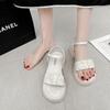 Fashion 2025 Summer New Women's Sandals Bow Thick Bottom Sand Dragons Roman Shoes Wind Matching Dresses Outer Wear Women's