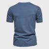 Pánské jednobarevné americké letní jednobarevné tričko Henley s polovičním rukávem - trendy sportovní oblečení pro volný čas