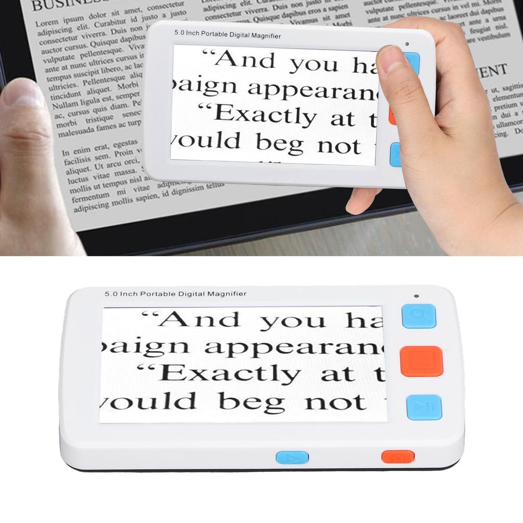 5.0in Electronic Digital Magnifier Portable Reading Aid 4X‑32X Zoom 17 Color Mode Folding Handle for Low