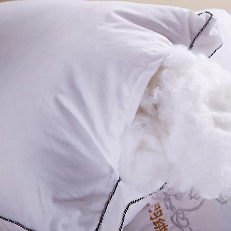 Hotel-Style Cotton Sateen Pillow With Microfiber Down Alternative Fill Elderly Single Size White