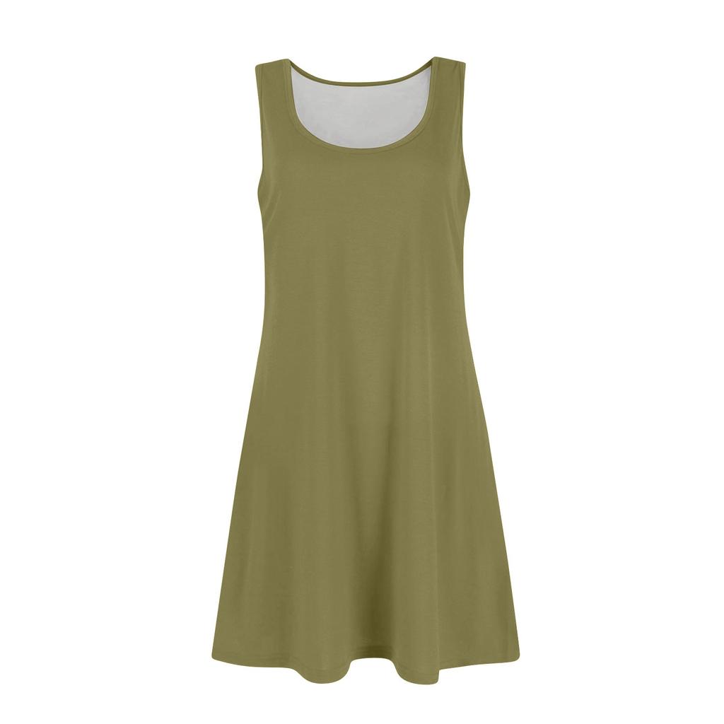 Vestito estivo casual da donna con tasche, abito da spiaggia boho estivo, abiti da festa per donna, abito con t-shirt, scollo a U, abiti larghi e canottiera