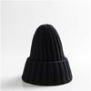 Trendy Autumn Winter Solid Edge Curl Woolen Knitted Skullies Beanies Unisex Ear Protection Warm Fitting Hood Hat