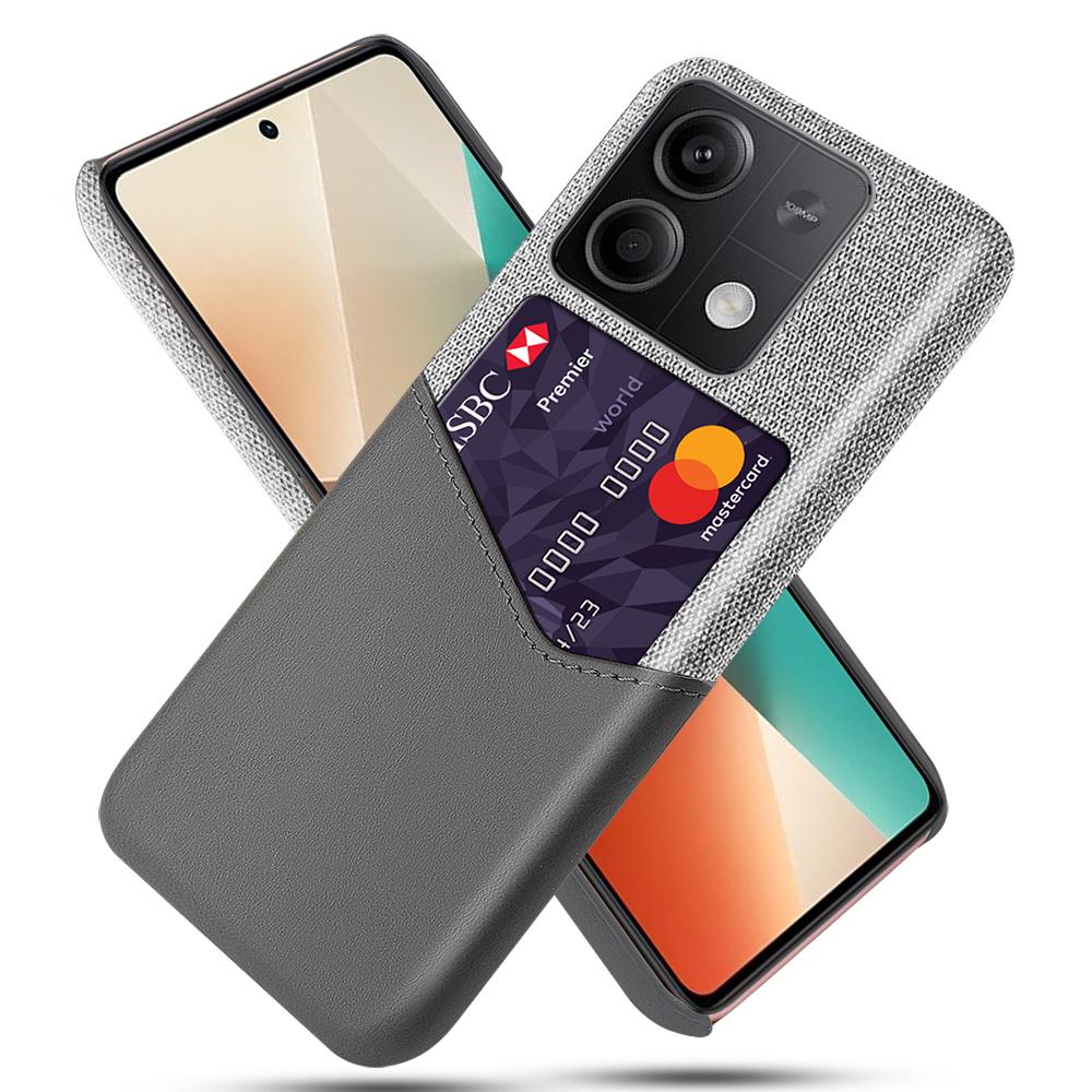 

PU+PC Case for Xiaomi Redmi Note 13 5G Case Cloth Texture Phone Cover with Card Slot Grey