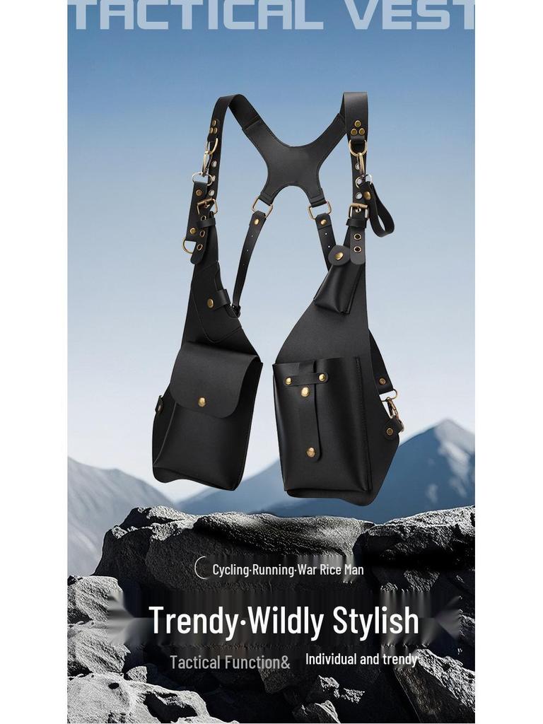 Herren Vintage Rucksack mit Unterarm-Crossbody und Multifunktioneller Einzel-Schultertasche für den Außenbereich