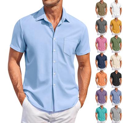 Men's Vintage Button Down Bowling Shirts Short Sleeve Summer Beach Shirt