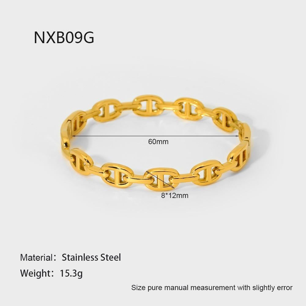 European and American 18k Gold Plated Hollow Splicing Pig Nose Design Sense Opening Buckle Bracelet Stainless Steel Waterproof Bracelet Women