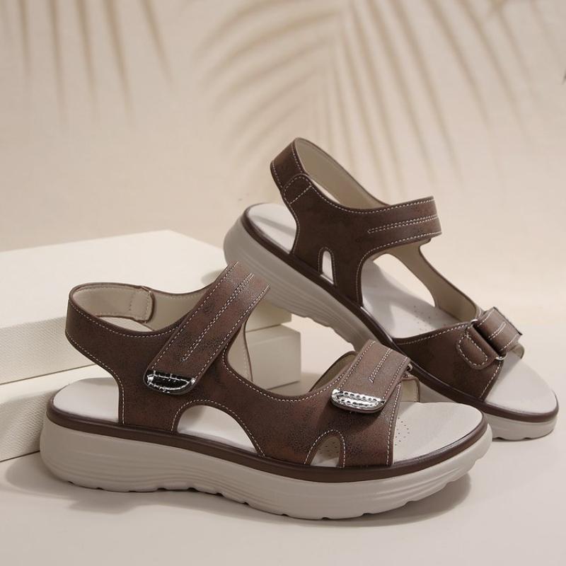 Elegant Women Genuine Leather Sandals Women s Sport Style Lightweight Plus Size Slippers Women Sandals Plus Size 36 темные хаки