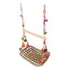Bird Seagrass Swing Toys Colorful Rattan Balls Double Layer Parrot Climbing Hammock Swing with Wood