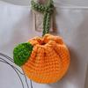Orange Coin Purse Crochet Drawstring Bag Cute Drawstring Orange-Shaped Crochet Purse Crochet Tangerine Bag Coin Chargers