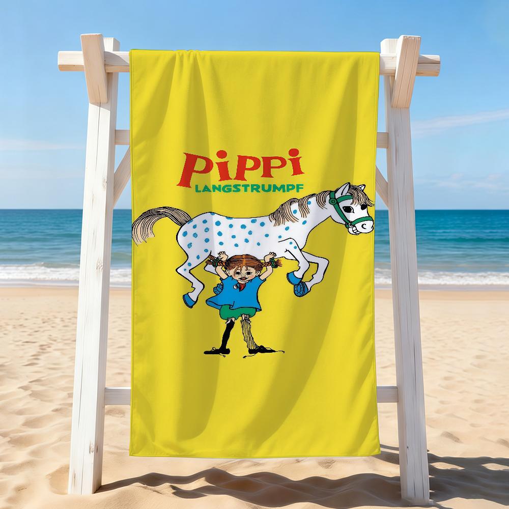 Asciugamano per asciugatura P-Pippi Calzelunghe Carino Cartone Animato Asciugamano da Bagno Applicabile per Nuoto Leggero Campeggio Yoga Spiaggia Fuori