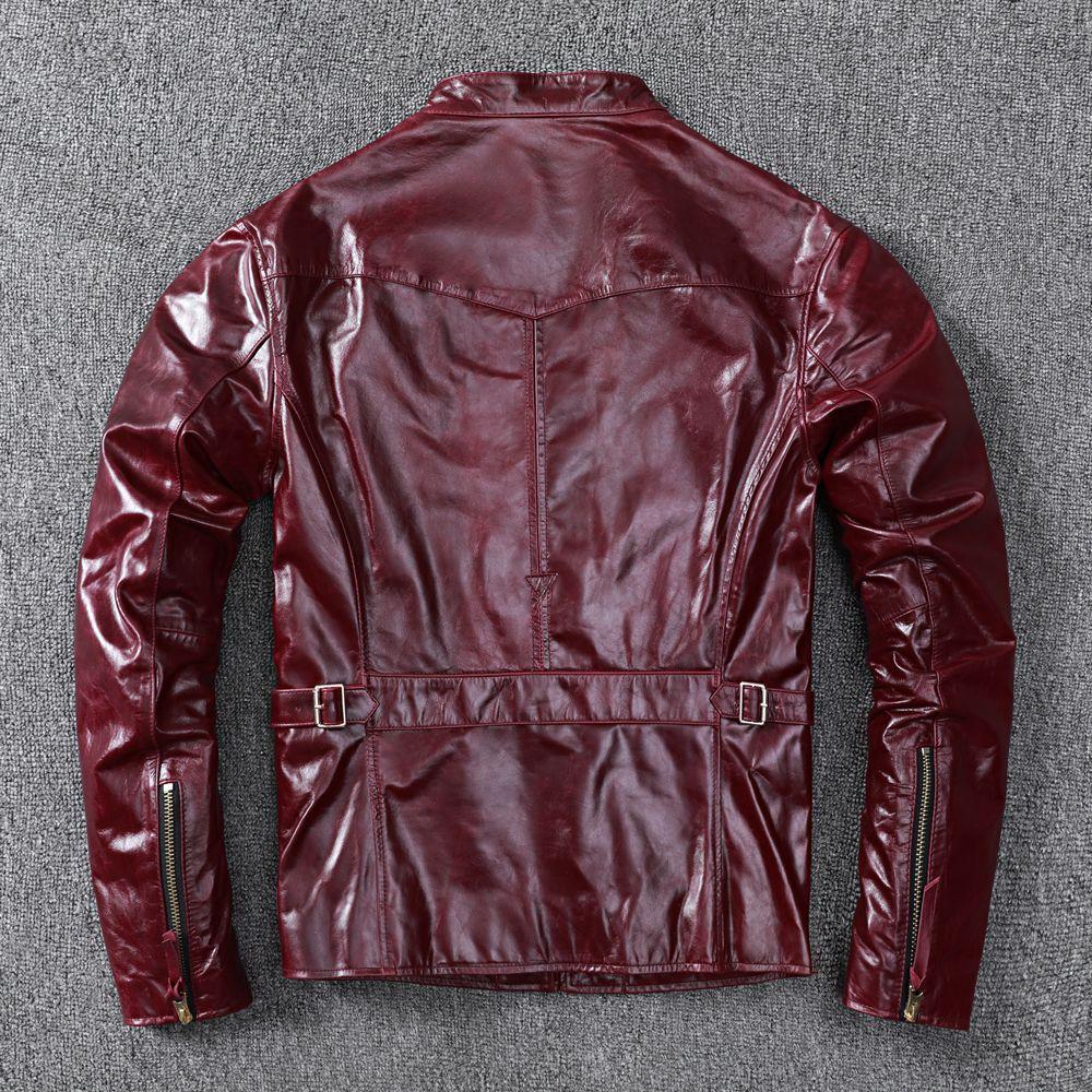 Pure-headed Horse Leather Genuine Leather Jacket Men's Stand-up Collar Slim Fit Short