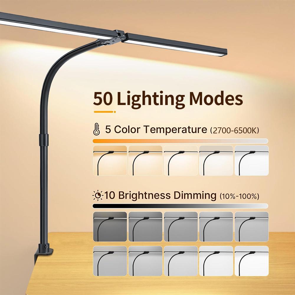 LED Eye-Caring Desk Lamp for Office Home Architect Lamp with Clamp Foldable Lighting Arm Flexible Gooseneck Study Table Lamp