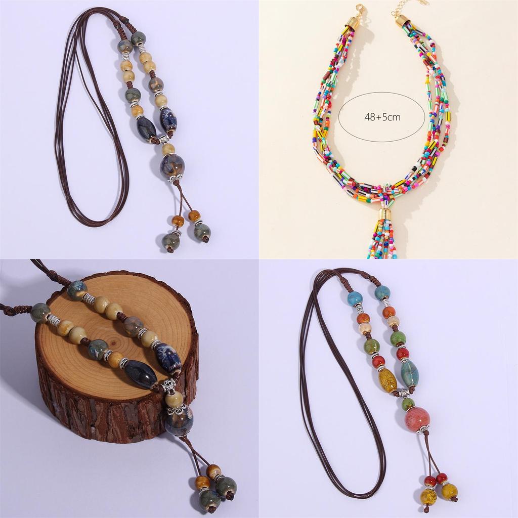 Multilayer Beaded Jewelry With Metal Pendant For Office Casual Women Accessories