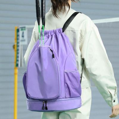 2 Rackets Tennis Racket Backpack Large Capacity with Shoes Pocket Gym Pack Adjustable Strap Drawstring Closure