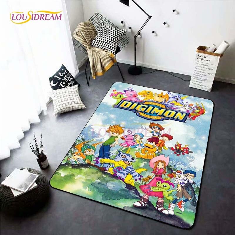 Neue Cartoon Digimon Teppiche für Wohnzimmer Rom Anime Teppich Schlafzimmer weiche Bodenmatte Anti-Rutsch-Fußmatte Home Decor Geschenk Picknick