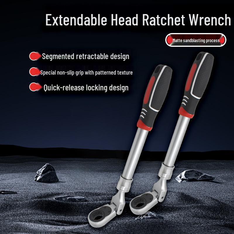 

Matte Sandblasted 3-in-1 Telescopic Ratchet Wrench with Detachable 90-Teeth Head