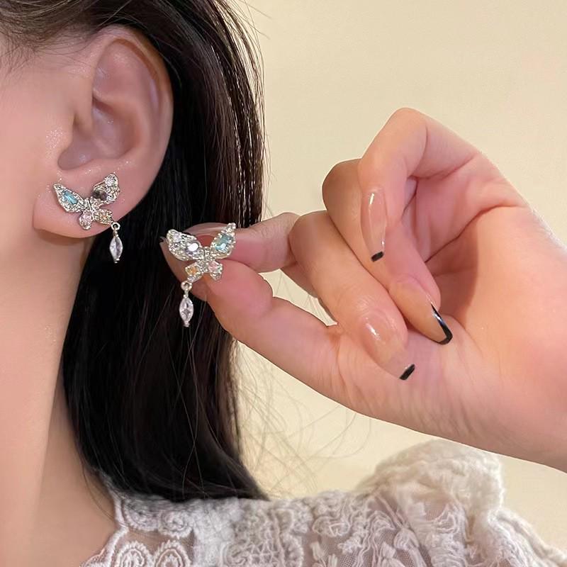 Fall in Love - Pink Zircon Butterfly Earrings: High-End, Light Luxury Design for Women (2025)