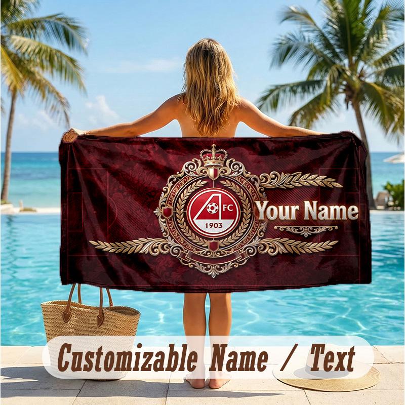 Custom Text Beach Towel, Soft Absorbent Swimming Multi-use TowelAberdeen FC