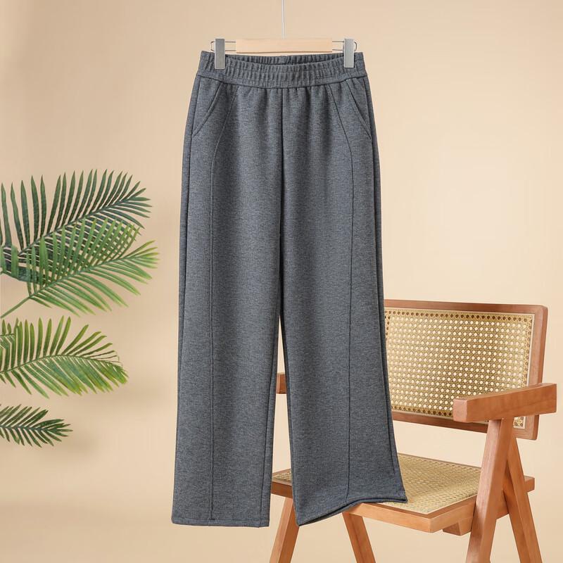 LangSha Mid-Aged Women's Elastic High Waist Straight Casual Pants