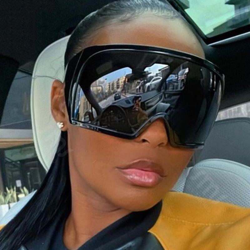 Punk Style Oversized Black Thick Frame Sunglasses for Cycling and Clubbing