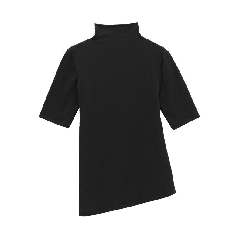 

Love & Nancy Sonnet Autumn 2025 Irregular Hem Slimming Semi-High Neck T-Shirt One Size